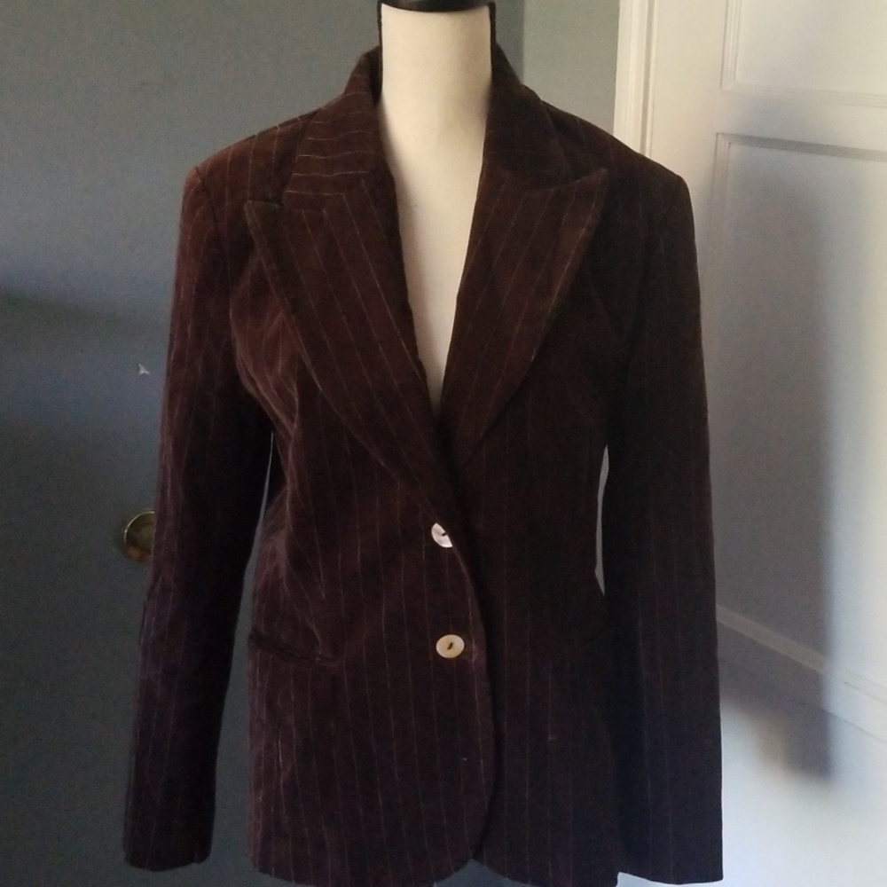 Velvety brown pinstripe h&m blazer size 16